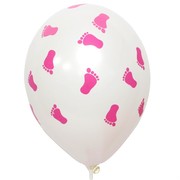Baby Shower Latex Balloons - Pink Baby Feet Pk10 