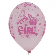 Balloons Latex All Over It's a girl Metallic Pink Pk10 