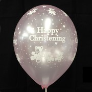 Balloons Latex All Over Happy Christening Pink Pk10 