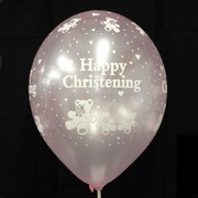 Balloons Latex All Over Happy Christening Pink Pk50 