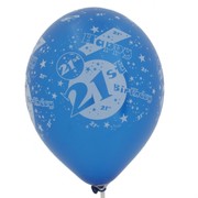 Balloons Latex All Over 21 Blue Pk50 