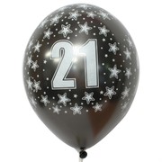 Balloons Latex All Over 21 Metallic Black Pk50 