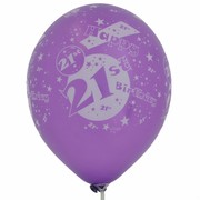 Balloons Latex All Over 21 Purple Pk50 