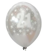 Balloons Latex All Over 21 Silver Pk10 