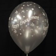 Balloons Latex All Over Metallic Engagement Silver Pk10 