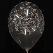 Balloons Latex All Over Happy Anniversary Clear Pk50 