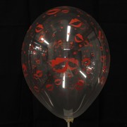 Balloons Latex All Over Hot Lips Pink on Clear Pk10 