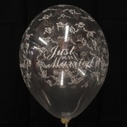 Balloons Latex All Over Just Married Clear Pk10 