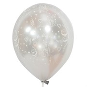 Balloons Latex All Over Just Married Champagne Silver Pk50 