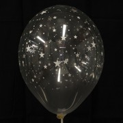 Balloons Latex All Over Stars Clear  Pk10 