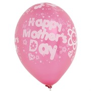 Balloons Latex Metallic Happy Mothers Day All Over Assorted Pk10 