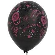 Balloons Latex All Over Hens Night Pink Black White Pk10 