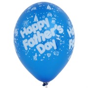 Balloons Latex Metallic Happy Fathers Day Assorted All Over Print Pk10 