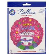 Balloon Foil 18in Happy Sweet 16 Pk1 