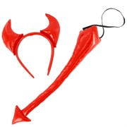 Devil Horns & Tail Red Vinyl Leather Look Pk1 