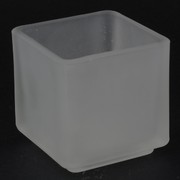 Candle Holder Cube Small Frosted Pk1 