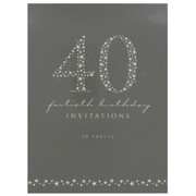 Invitation Pad 40 Birthday Stars Pk20 