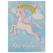 Unicorn Party Invitations - Unicorn & Castle Pad Pk 20 