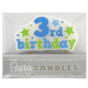 Large 3rd Birthday Party Candle Blue Pk1 