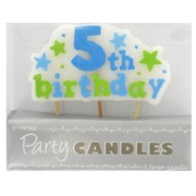 Large 5th Birthday Party Candle Blue Pk1 