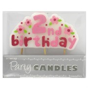 Large 2nd Birthday Party Candle Pink Pk1 