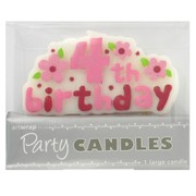 Large 4th Birthday Party Candle Pink Pk1 