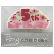 Large 5th Birthday Party Candle Pink Pk1 