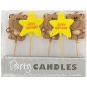Happy Birthday Teddies Party Candles Pk5 
