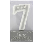 Party Candle #7 Silver Stars Pk1 