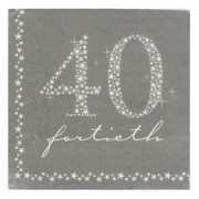 40th Birthday Party Napkins - Lunch Milestone Pk20 