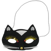 Black Cat Party Mask with Gold & Silver Trim Pk 1 