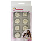 Medium White Sugar Roses - Cake Decoration Pk8 