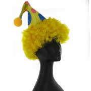 Yellow Clown Hat With Hair Pk 1 