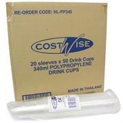 Clear Party Cups - Costwise Economy Plastic 340ml Pk1000 
