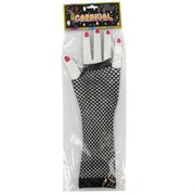 80's Party Gloves -  Long Fingerless Black Fishnet Pk2 