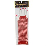 80's Party Gloves - Long Fingerless Red Fishnet Pk2 