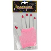 80's Party Gloves - Short Fingerless Pink Fishnet Pk2 