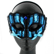 Blue & Black Braid Masquerade Mask With Bows Pk 1 