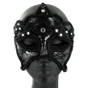Black Lace Masquerade Mask with Diamontes Pk 1 