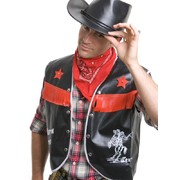 Adult Cowboy Set - Black Vest and Red Bandanna Pk1