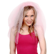 Pink Veil with White Spots on Headband Pk 1 
