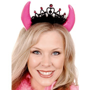 Devil Horns Headband with Crown & Feathers Pk 1 