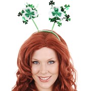 St Patricks Day Party Hat - Shamrocks White & Green on HeadbandPk1