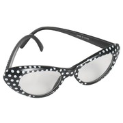 60's Party Glasses - Black  with White Polka Dots Pk1