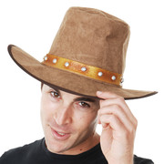Soft Brown Bushman's Hat (Suede) Pk 1 