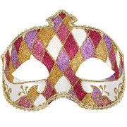 Pink, Purple & Gold Glitter Masquerade Mask - Fiorella Pk 1