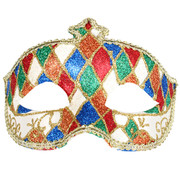 Red, Green & Blue Glitter Masquerade Mask - Fiorella Pk 1 