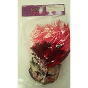 Gold & Red Masquerade Mask With Feathers - Allegra Pk 1 