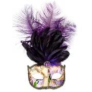 Gold & Purple Masquerade Mask With Feathers - Allegra Pk 1