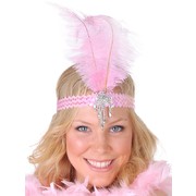 Pink Sequined Headband with Feather - Clara Belle Pk 1